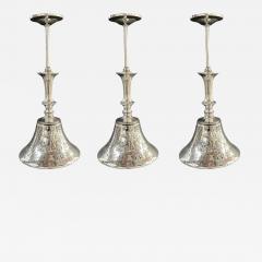 Post Modern style Silver Cone Pendant in Antiqued Finish Set of 3 - 3704642