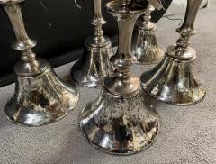 Post Modern style Silver Cone Pendant in Antiqued Finish Set of 5 - 3350933