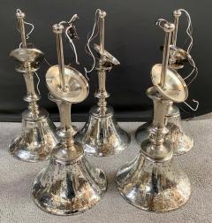 Post Modern style Silver Cone Pendant in Antiqued Finish Set of 5 - 3350934