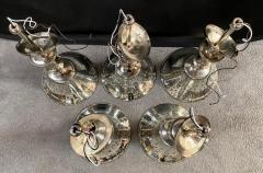 Post Modern style Silver Cone Pendant in Antiqued Finish Set of 5 - 3350939