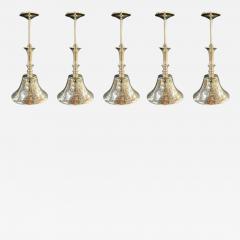 Post Modern style Silver Cone Pendant in Antiqued Finish Set of 5 - 3351440