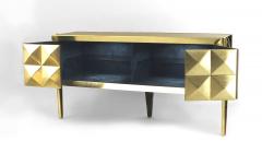 Post War Blue Glass Brass Credenza - 922665