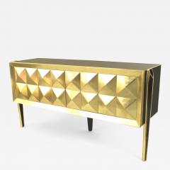 Post War Blue Glass Brass Credenza - 923449