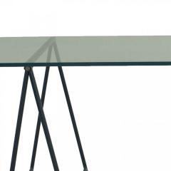 Post War Campaign Style Jansen Post War Glass Table - 4639525