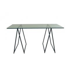 Post War Campaign Style Jansen Post War Glass Table - 4692955