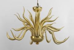 Post War Design Italian Venetian Murano Gilt Glass Chandelier - 467591