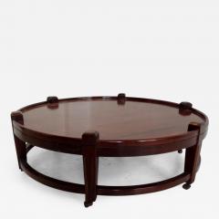 Post War Large Round Coffee Table on Wheels - 113007