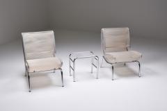 Post modern pair of easy chairs in chrome and plastic wire 1960s - 2019252