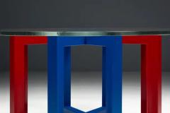Postmodern Dining Table with Hand Blown Glass Top Italy 1980s - 4147131