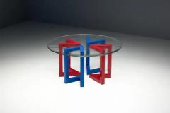 Postmodern Dining Table with Hand Blown Glass Top Italy 1980s - 4147150
