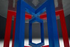 Postmodern Dining Table with Hand Blown Glass Top Italy 1980s - 4147153