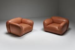 Postmodern Italian Natural Leather Lounge Chairs 1980s - 1337865