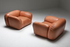 Postmodern Italian Natural Leather Lounge Chairs 1980s - 1337868
