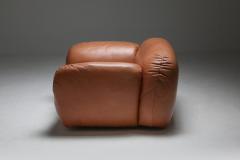 Postmodern Italian Natural Leather Lounge Chairs 1980s - 1337870