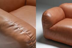 Postmodern Italian Natural Leather Lounge Chairs 1980s - 1337873