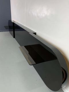 Postmodern Massive Custom Made Headboard and Smoked Glass Side Table Combination - 2468622