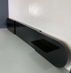 Postmodern Massive Custom Made Headboard and Smoked Glass Side Table Combination - 2468628