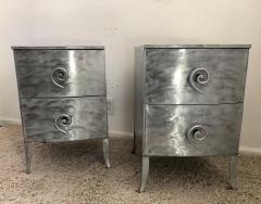 Postmodern Memphis Style Brushed Aluminum Nightstands End Tables - 1366348
