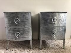 Postmodern Memphis Style Brushed Aluminum Nightstands End Tables - 1366351