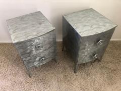 Postmodern Memphis Style Brushed Aluminum Nightstands End Tables - 1366361