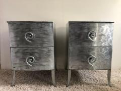 Postmodern Memphis Style Brushed Aluminum Nightstands End Tables - 1366377