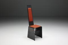 Postmodern Metal Leather Dinning Chair 1980s - 2335288