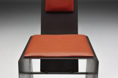 Postmodern Metal Leather Dinning Chair 1980s - 2335298