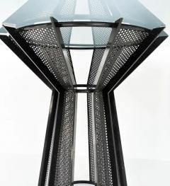 Postmodern Metal and Smoked Glass Dining Table - 3638687