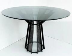 Postmodern Metal and Smoked Glass Dining Table - 3638688