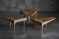 Postmodern Oak Nesting Coffee Tables Italy 1980s - 4577834