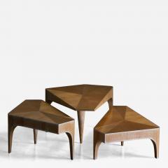 Postmodern Oak Nesting Coffee Tables Italy 1980s - 4578861