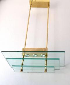 Postmodern Rectangular Form Polished Brass and Glass Pendant Chandelier - 635190