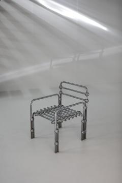 Postmodern Rietveld Style Chromed Metal Lounge Chair 1980s - 1691795