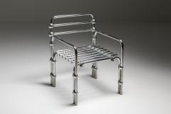 Postmodern Rietveld Style Chromed Metal Lounge Chair 1980s - 1691796