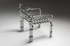 Postmodern Rietveld Style Chromed Metal Lounge Chair 1980s - 1691797