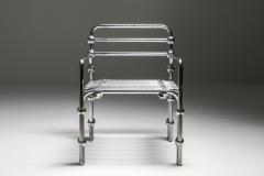 Postmodern Rietveld Style Chromed Metal Lounge Chair 1980s - 1691798