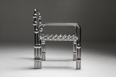 Postmodern Rietveld Style Chromed Metal Lounge Chair 1980s - 1691801