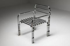 Postmodern Rietveld Style Chromed Metal Lounge Chair 1980s - 1691807