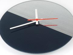 Postmodern Striped Mirror Glass Black White Wall Clock 1980s England - 4313172