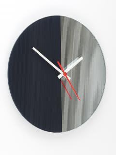 Postmodern Striped Mirror Glass Black White Wall Clock 1980s England - 4313173