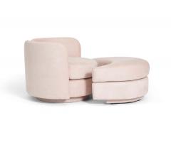 Postmodern Swivel Chair with Rolling Ottoman - 1292749