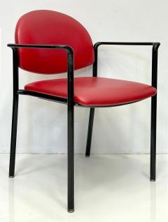 Postmodern Vintage Upholstered Steel Dining Armchairs Set of 4 USA - 4480834