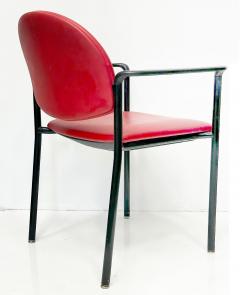 Postmodern Vintage Upholstered Steel Dining Armchairs Set of 4 USA - 4480891