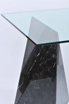 Postmodernist Nero Marquina Marble and Glass Top Table - 1667759