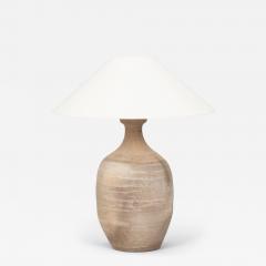Pottery Vessel Lamp with Linen Coolie Shade - 4495980