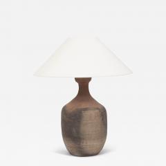 Pottery Vessel Lamp with Off White Linen Shades - 4475715