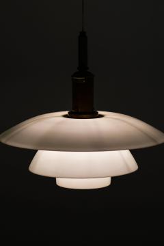 Poul Henningsen Ceiling Lamp Model PH 4 4 in Opaline Glass and Metal by Poul Henningsen 1930s - 4443325