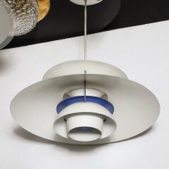 Poul Henningsen Mid Century PH5 Pendant White Blue Enamel Chandelier by Poul Henningsen - 4141989