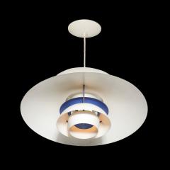 Poul Henningsen Mid Century PH5 Pendant White Blue Enamel Chandelier by Poul Henningsen - 4142007