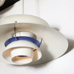 Poul Henningsen Mid Century PH5 Pendant White Blue Enamel Chandelier by Poul Henningsen - 4142016